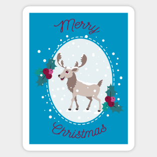 Merry Christmas - Moose and snow Sticker